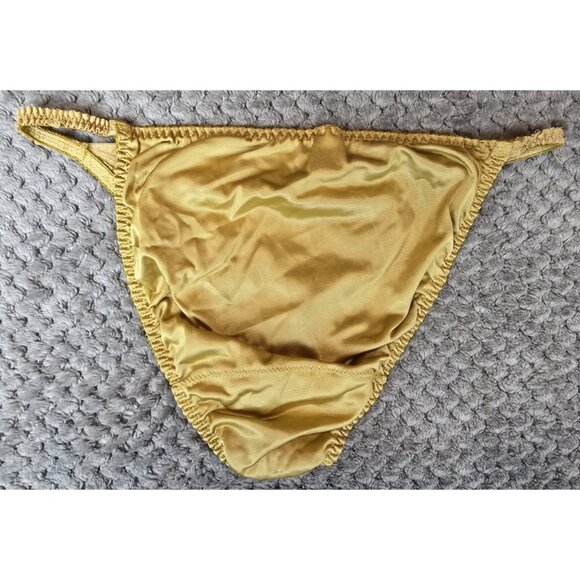 Christian Dior Gold Satin & Lace Panties Size M Vintage Lingerie Hi-Cut USA Made - Picture 2 of 6